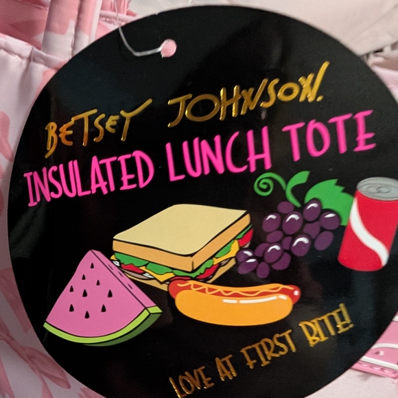 Betsey Johnson Pink Ribbon Bow Insulated Satchel Lunch Tote Bag (NWT) - Picture 7 of 10